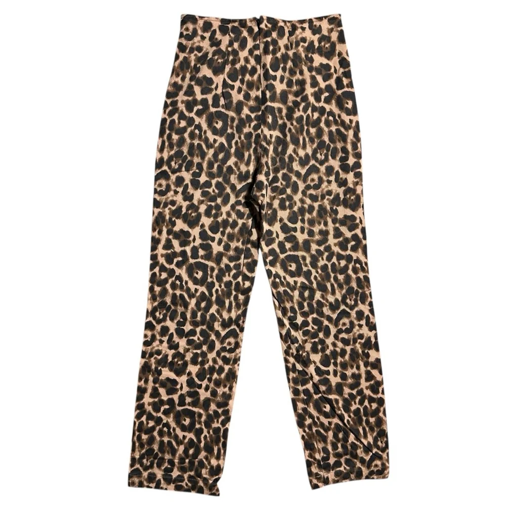 Reformation Womens Animal Print Leopard Marlon Stretch High Crop Pants Size 2